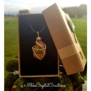 Tiger eye hand wrapped crystal necklace
